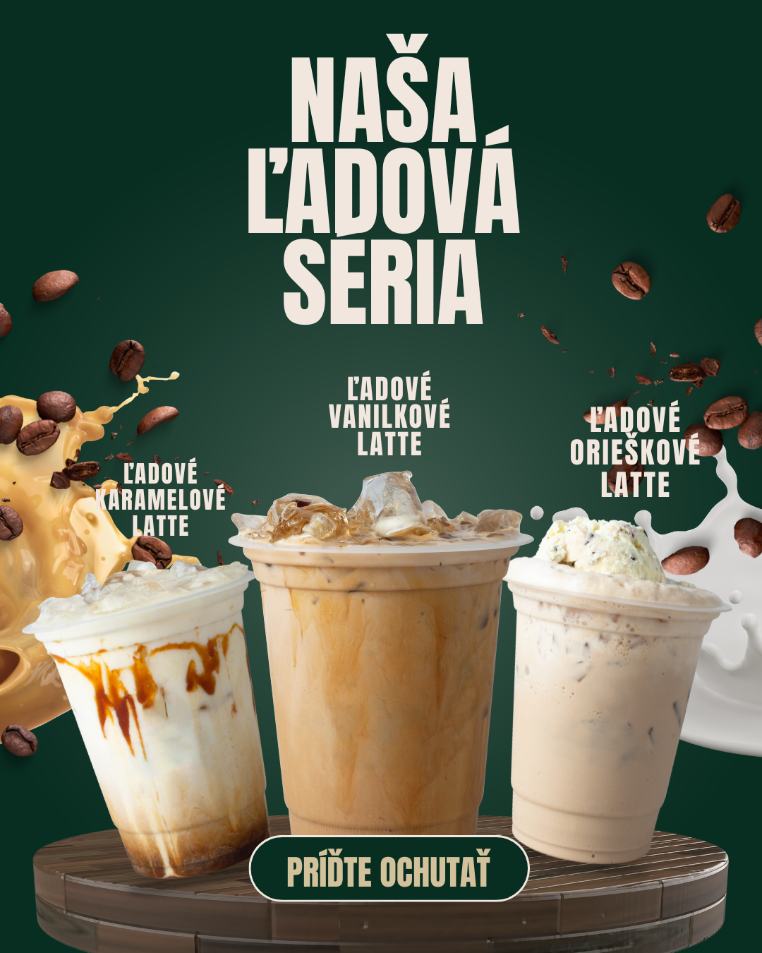 Domov green and white coffee drinks promotion instagram post